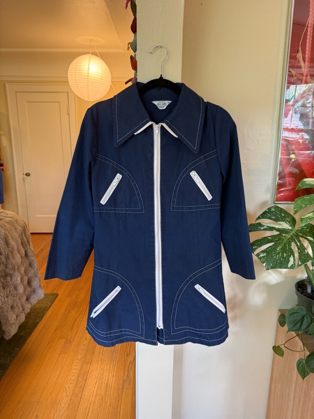 Vintage 70s Blue Rain Trench Coat